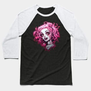 Pink Goth Girl Clown Cyberpunk Synthwave Baseball T-Shirt